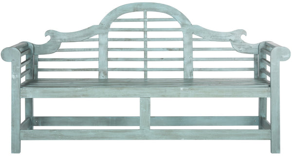 Safavieh KHARA Garden Bench - Timeless Lutyens-Inspired Outdoor Seating for Patios and Gardens, Durable Design Beach House Blu PAT6705C