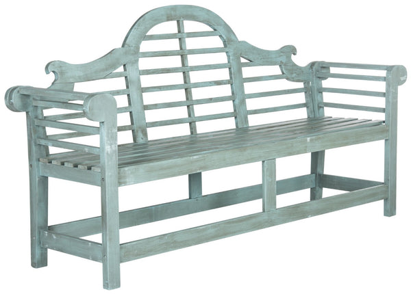 Safavieh KHARA Garden Bench - Timeless Lutyens-Inspired Outdoor Seating for Patios and Gardens, Durable Design Beach House Blu PAT6705C