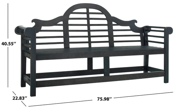 Safavieh KHARA Garden Bench - Timeless Lutyens-Inspired Outdoor Seating for Patios and Gardens, Durable Design Dark Slate Gray PAT6705K