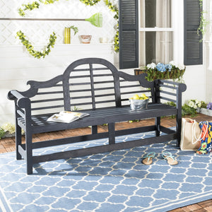 Safavieh KHARA Garden Bench - Timeless Lutyens-Inspired Outdoor Seating for Patios and Gardens, Durable Design Dark Slate Gray PAT6705K