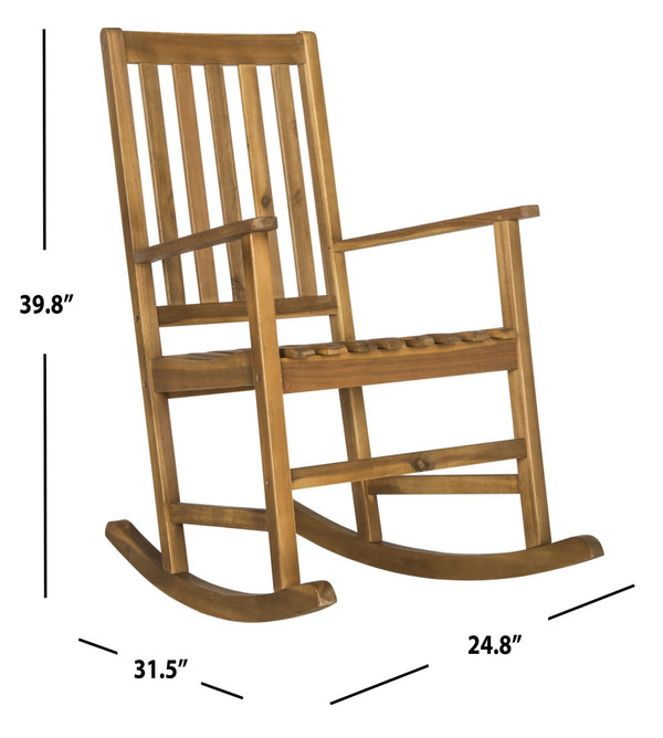 Safavieh BARSTOW Rocking Chair - Timeless Comfort & Stylish Acacia Wood Design for Your Outdoor Space Natural PAT6707A
