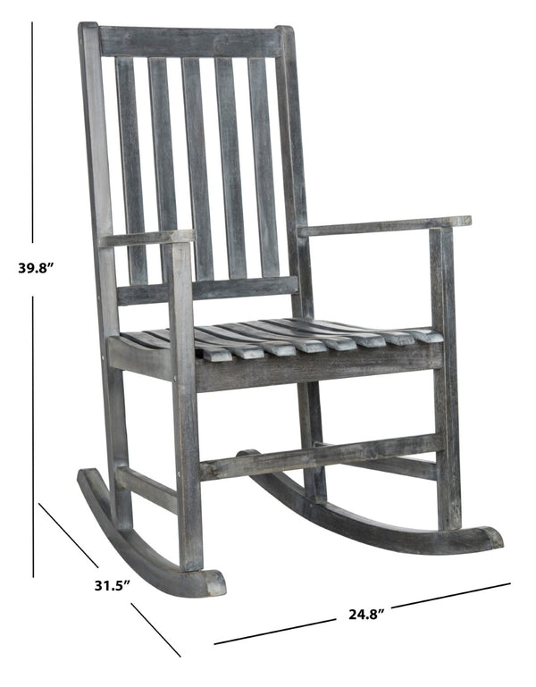 Safavieh BARSTOW Rocking Chair - Timeless Comfort & Stylish Acacia Wood Design for Your Outdoor Space Ash Grey PAT6707B