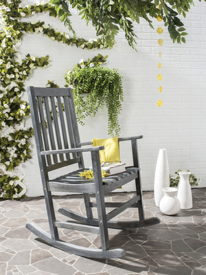 Safavieh BARSTOW Rocking Chair - Timeless Comfort & Stylish Acacia Wood Design for Your Outdoor Space Ash Grey PAT6707B