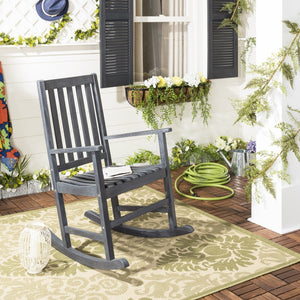 Safavieh BARSTOW Rocking Chair - Timeless Comfort & Stylish Acacia Wood Design for Your Outdoor Space Dark Slate Gray PAT6707K