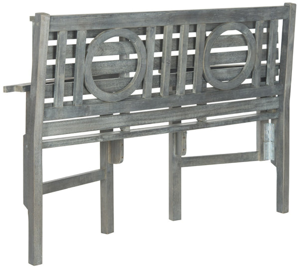 Safavieh PIEDMONT Folding Bench – Durable Acacia Wood Garden Seating with Classic Charm for Outdoor Spaces Ash Grey PAT6714A