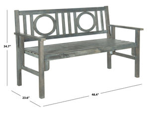 Safavieh PIEDMONT Folding Bench – Durable Acacia Wood Garden Seating with Classic Charm for Outdoor Spaces Ash Grey PAT6714A