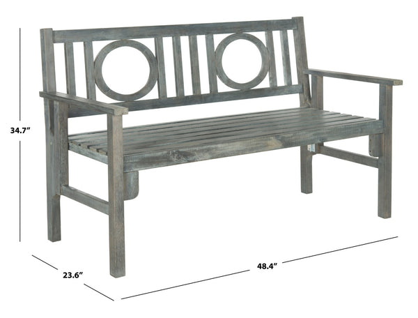 Safavieh PIEDMONT Folding Bench – Durable Acacia Wood Garden Seating with Classic Charm for Outdoor Spaces Ash Grey PAT6714A