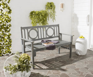 Safavieh PIEDMONT Folding Bench – Durable Acacia Wood Garden Seating with Classic Charm for Outdoor Spaces Ash Grey PAT6714A