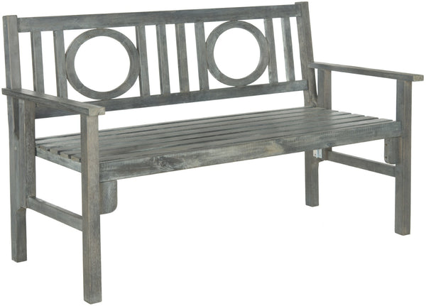 Safavieh PIEDMONT Folding Bench – Durable Acacia Wood Garden Seating with Classic Charm for Outdoor Spaces Ash Grey PAT6714A