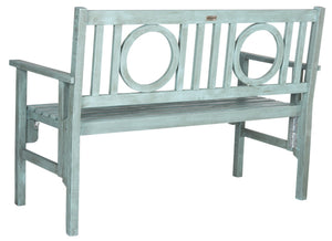 Safavieh PIEDMONT Folding Bench – Durable Acacia Wood Garden Seating with Classic Charm for Outdoor Spaces Beach House Blu PAT6714B