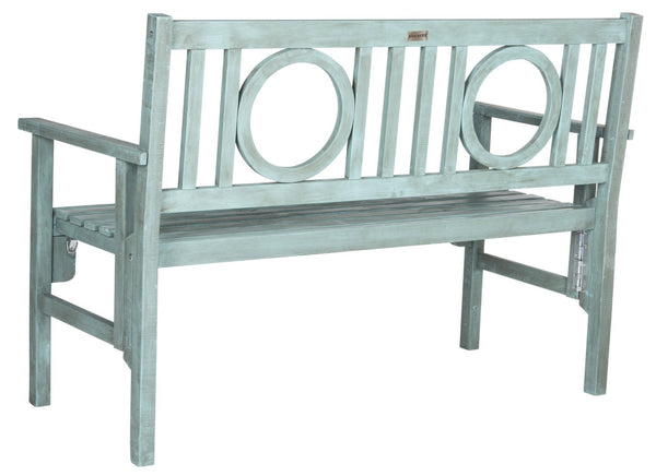Safavieh PIEDMONT Folding Bench – Durable Acacia Wood Garden Seating with Classic Charm for Outdoor Spaces Beach House Blu PAT6714B