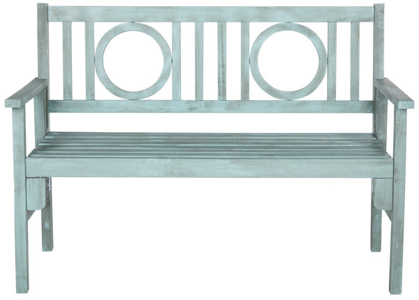 Safavieh PIEDMONT Folding Bench – Durable Acacia Wood Garden Seating with Classic Charm for Outdoor Spaces Beach House Blu PAT6714B