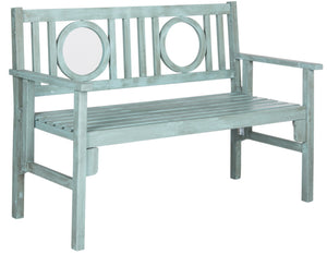 Safavieh PIEDMONT Folding Bench – Durable Acacia Wood Garden Seating with Classic Charm for Outdoor Spaces Beach House Blu PAT6714B