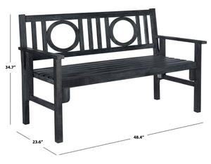 Safavieh PIEDMONT Folding Bench – Durable Acacia Wood Garden Seating with Classic Charm for Outdoor Spaces Dark Slate Gray PAT6714K