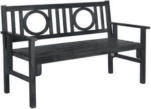 Safavieh PIEDMONT Folding Bench – Durable Acacia Wood Garden Seating with Classic Charm for Outdoor Spaces Dark Slate Gray PAT6714K