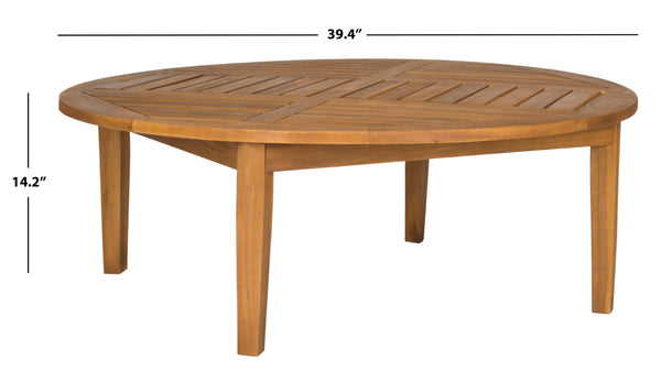 Safavieh DANVILLE Natural Round Cocktail Table - Eco-Friendly Acacia Wood for Stylish Outdoor Entertaining PAT6715A