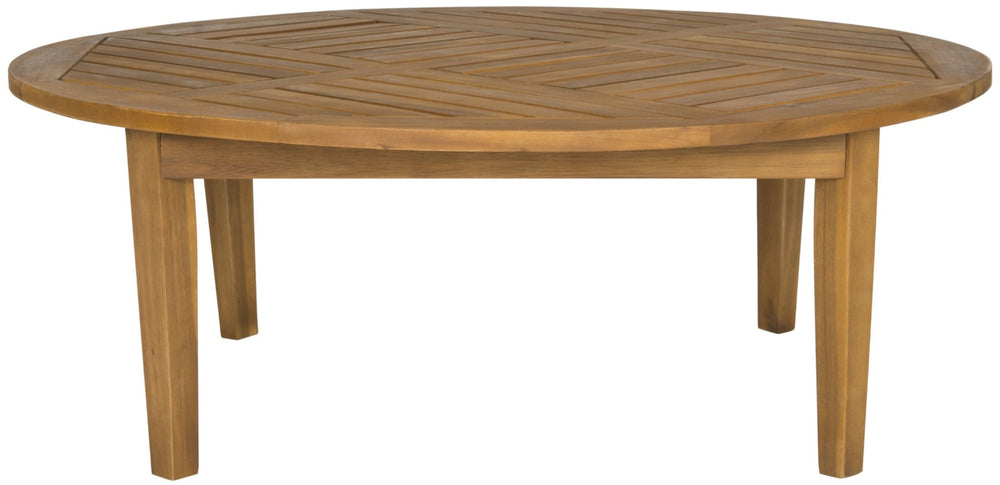 Safavieh DANVILLE Natural Round Cocktail Table - Eco-Friendly Acacia Wood for Stylish Outdoor Entertaining PAT6715A