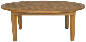 Safavieh DANVILLE Natural Round Cocktail Table - Eco-Friendly Acacia Wood for Stylish Outdoor Entertaining PAT6715A