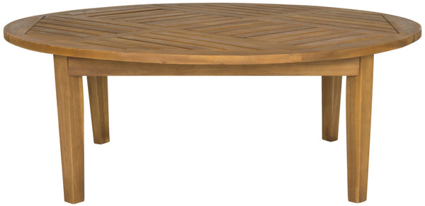 Safavieh DANVILLE Natural Round Cocktail Table - Eco-Friendly Acacia Wood for Stylish Outdoor Entertaining PAT6715A