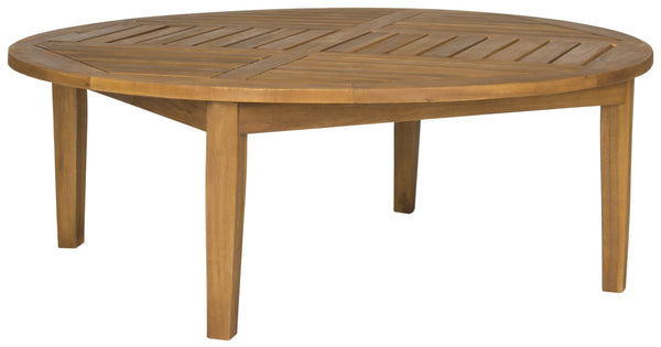 Safavieh DANVILLE Natural Round Cocktail Table - Eco-Friendly Acacia Wood for Stylish Outdoor Entertaining PAT6715A