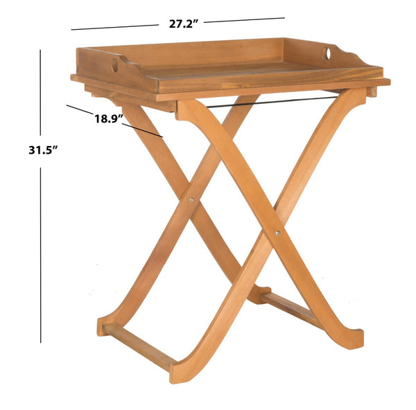 Safavieh COVINA Tray Table - Elegant Outdoor Furniture for Alfresco Entertaining, Compact & Portable Design Natural PAT6716A