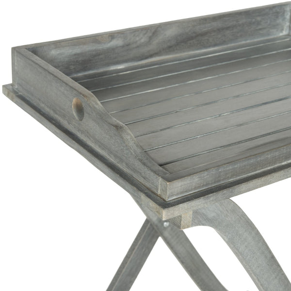 Safavieh COVINA Tray Table - Elegant Outdoor Furniture for Alfresco Entertaining, Compact & Portable Design Ash Grey PAT6716B