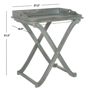 Safavieh COVINA Tray Table - Elegant Outdoor Furniture for Alfresco Entertaining, Compact & Portable Design Ash Grey PAT6716B