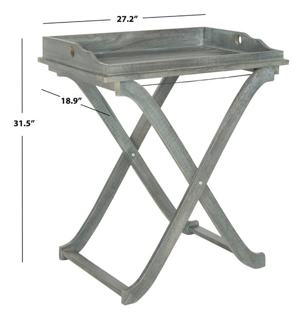 Safavieh COVINA Tray Table - Elegant Outdoor Furniture for Alfresco Entertaining, Compact & Portable Design Ash Grey PAT6716B