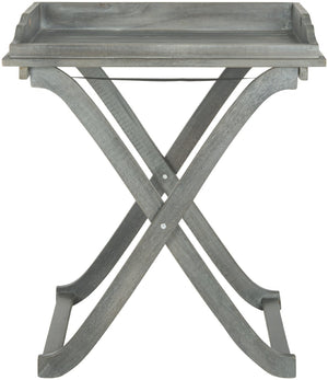 Safavieh COVINA Tray Table - Elegant Outdoor Furniture for Alfresco Entertaining, Compact & Portable Design Ash Grey PAT6716B