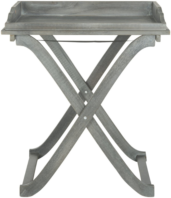 Safavieh COVINA Tray Table - Elegant Outdoor Furniture for Alfresco Entertaining, Compact & Portable Design Ash Grey PAT6716B