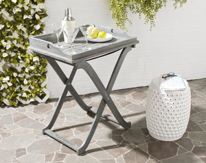 Safavieh COVINA Tray Table - Elegant Outdoor Furniture for Alfresco Entertaining, Compact & Portable Design Ash Grey PAT6716B