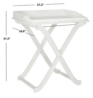 Safavieh COVINA Tray Table - Elegant Outdoor Furniture for Alfresco Entertaining, Compact & Portable Design Antique White PAT6716C