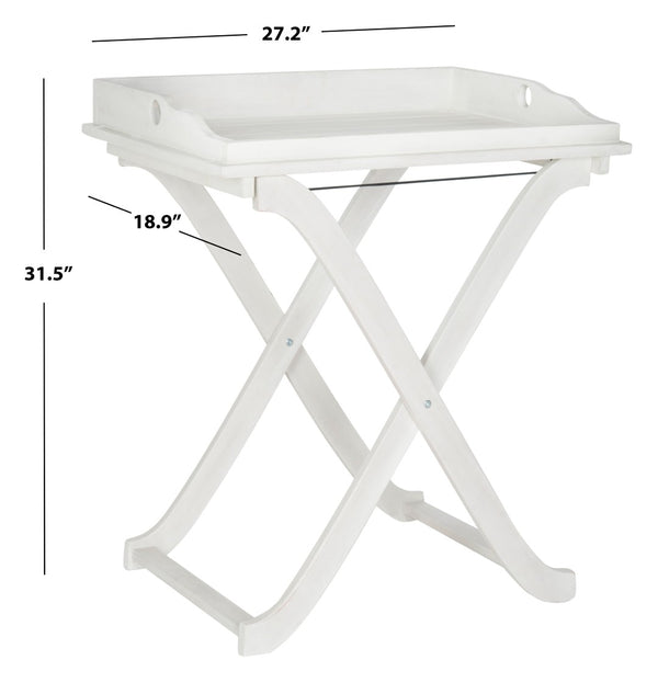 Safavieh COVINA Tray Table - Elegant Outdoor Furniture for Alfresco Entertaining, Compact & Portable Design Antique White PAT6716C