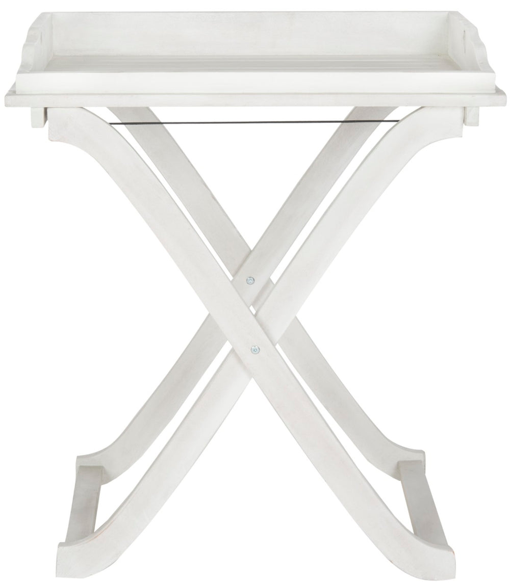 Safavieh COVINA Tray Table - Elegant Outdoor Furniture for Alfresco Entertaining, Compact & Portable Design Antique White PAT6716C