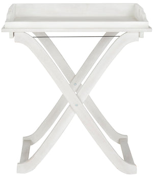 Safavieh COVINA Tray Table - Elegant Outdoor Furniture for Alfresco Entertaining, Compact & Portable Design Antique White PAT6716C