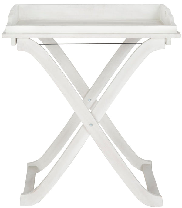 Safavieh COVINA Tray Table - Elegant Outdoor Furniture for Alfresco Entertaining, Compact & Portable Design Antique White PAT6716C