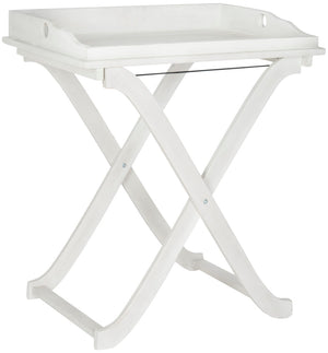 Safavieh COVINA Tray Table - Elegant Outdoor Furniture for Alfresco Entertaining, Compact & Portable Design Antique White PAT6716C