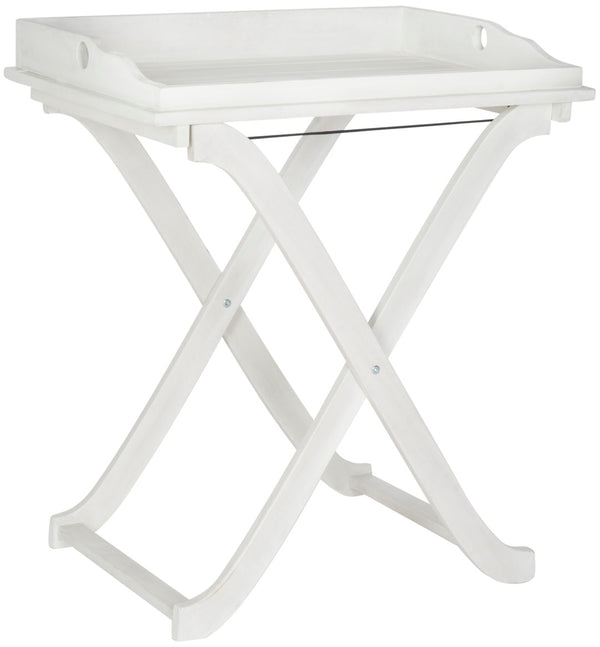 Safavieh COVINA Tray Table - Elegant Outdoor Furniture for Alfresco Entertaining, Compact & Portable Design Antique White PAT6716C