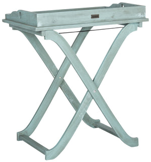 Safavieh COVINA Tray Table - Elegant Outdoor Furniture for Alfresco Entertaining, Compact & Portable Design Beach House Blu PAT6716D