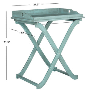 Safavieh COVINA Tray Table - Elegant Outdoor Furniture for Alfresco Entertaining, Compact & Portable Design Beach House Blu PAT6716D