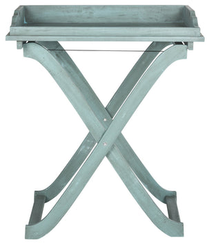 Safavieh COVINA Tray Table - Elegant Outdoor Furniture for Alfresco Entertaining, Compact & Portable Design Beach House Blu PAT6716D