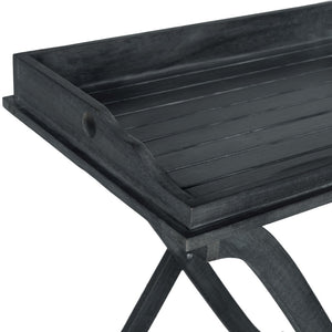 Safavieh COVINA Tray Table - Elegant Outdoor Furniture for Alfresco Entertaining, Compact & Portable Design Dark Slate Gray PAT6716K