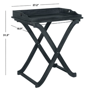 Safavieh COVINA Tray Table - Elegant Outdoor Furniture for Alfresco Entertaining, Compact & Portable Design Dark Slate Gray PAT6716K