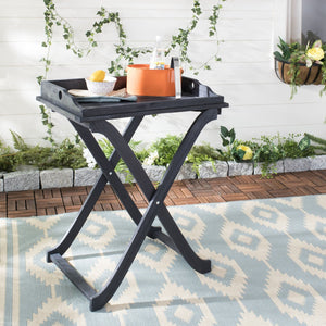 Safavieh COVINA Tray Table - Elegant Outdoor Furniture for Alfresco Entertaining, Compact & Portable Design Dark Slate Gray PAT6716K