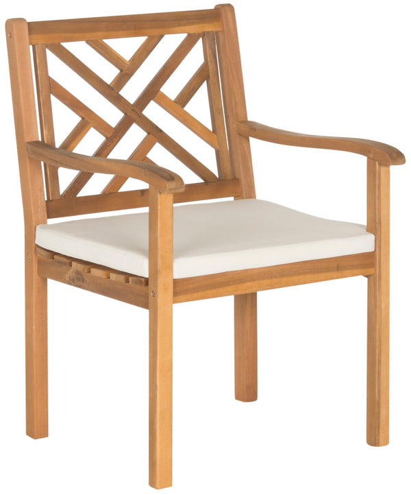 Safavieh BRADBURY 5-Piece Outdoor Dining Set - Modern Acacia Wood Design with All-Weather Cushions for Comfort Natural / Beige PAT6720A