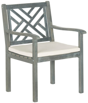 Safavieh BRADBURY 5-Piece Outdoor Dining Set - Modern Acacia Wood Design with All-Weather Cushions for Comfort Ash Grey / Beige PAT6720B