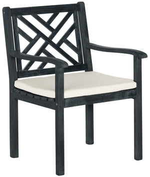Safavieh BRADBURY 5-Piece Outdoor Dining Set - Modern Acacia Wood Design with All-Weather Cushions for Comfort Dark Slate Gray PAT6720K