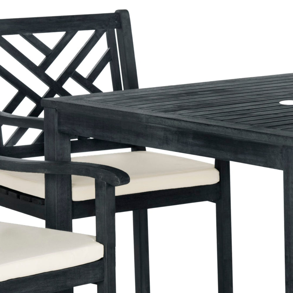 Safavieh BRADBURY 5-Piece Outdoor Dining Set - Modern Acacia Wood Design with All-Weather Cushions for Comfort Dark Slate Gray PAT6720K
