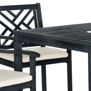 Safavieh BRADBURY 5-Piece Outdoor Dining Set - Modern Acacia Wood Design with All-Weather Cushions for Comfort Dark Slate Gray PAT6720K