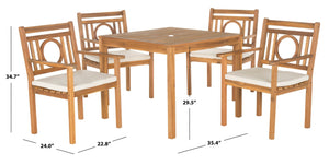 Safavieh MONTCLAIR 5-Piece Dining Set - Stylish Outdoor Furniture for Modern Patios and Chic Gatherings Natural / Beige PAT6721A